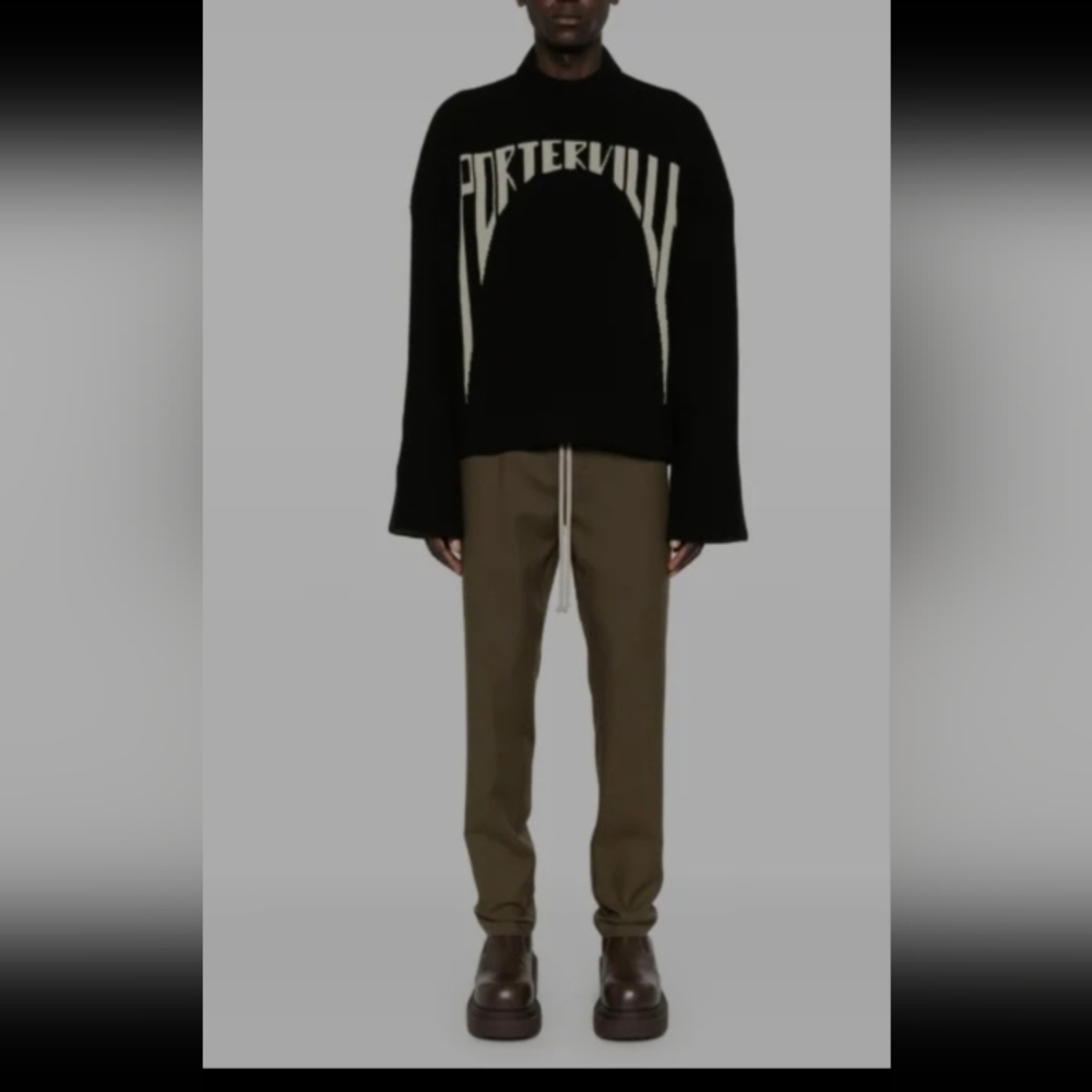 Rick Owens "Porterville" Black & White 100% Virgin Wool Sweater Fall/Winter 2024